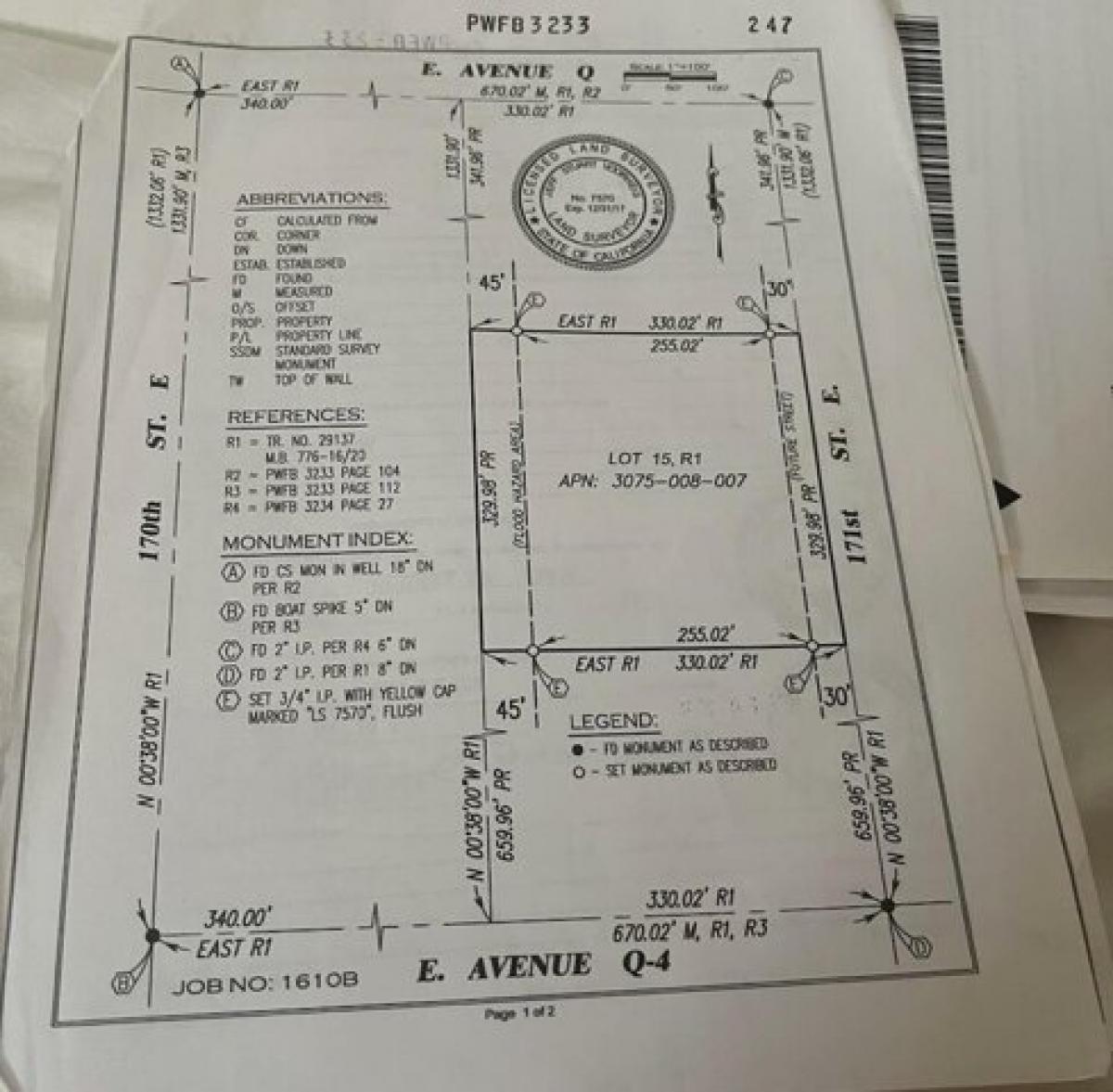 Picture of Residential Land For Sale in Palmdale, California, United States