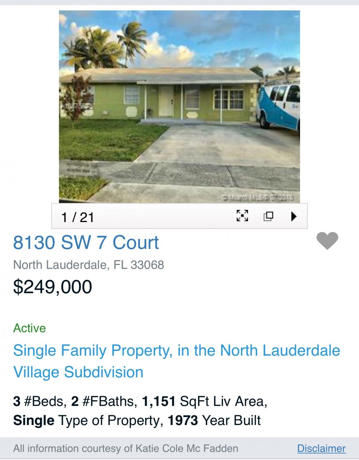 Picture of Home For Sale in North Lauderdale, Florida, United States